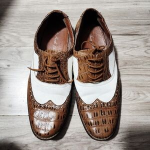 Brown and White Men's Dress Shoes
